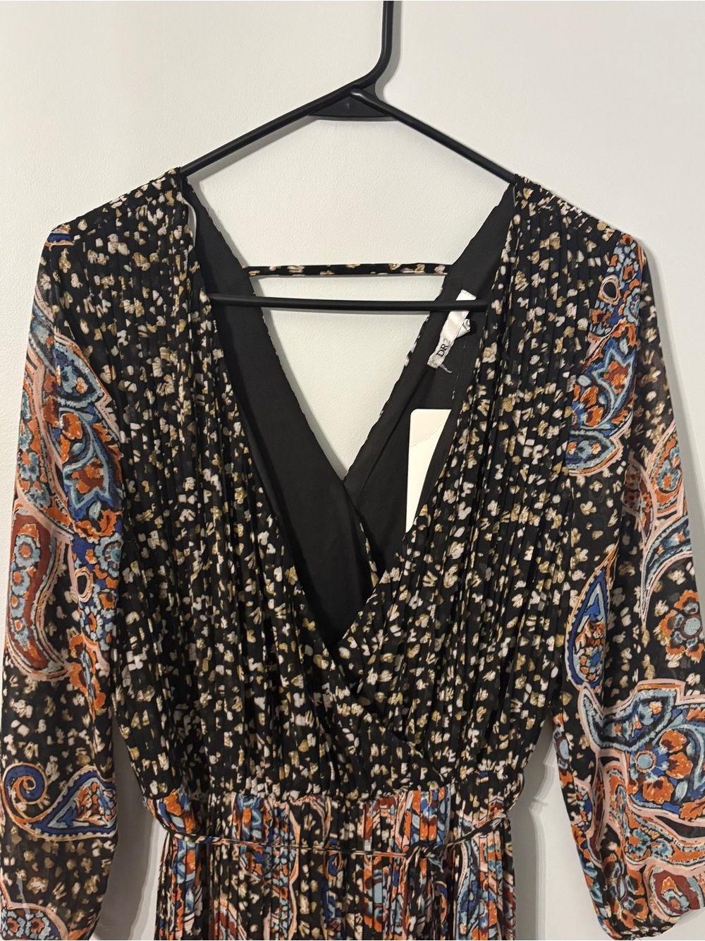 DR2 Dress Floral Print Black Women’s Size Small Long Sleeve Maxi Dress New - Picture 3 of 10